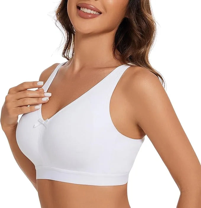 Sheroine Plus Size Soft Cotton Wirefree Bra - White