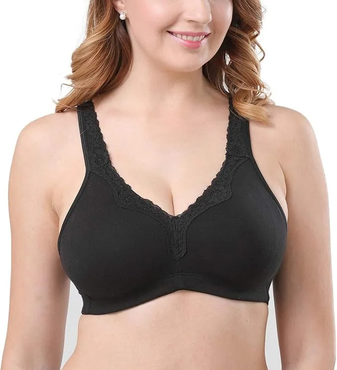 Sheroine Plus Size Soft Wirefree Bra - Black