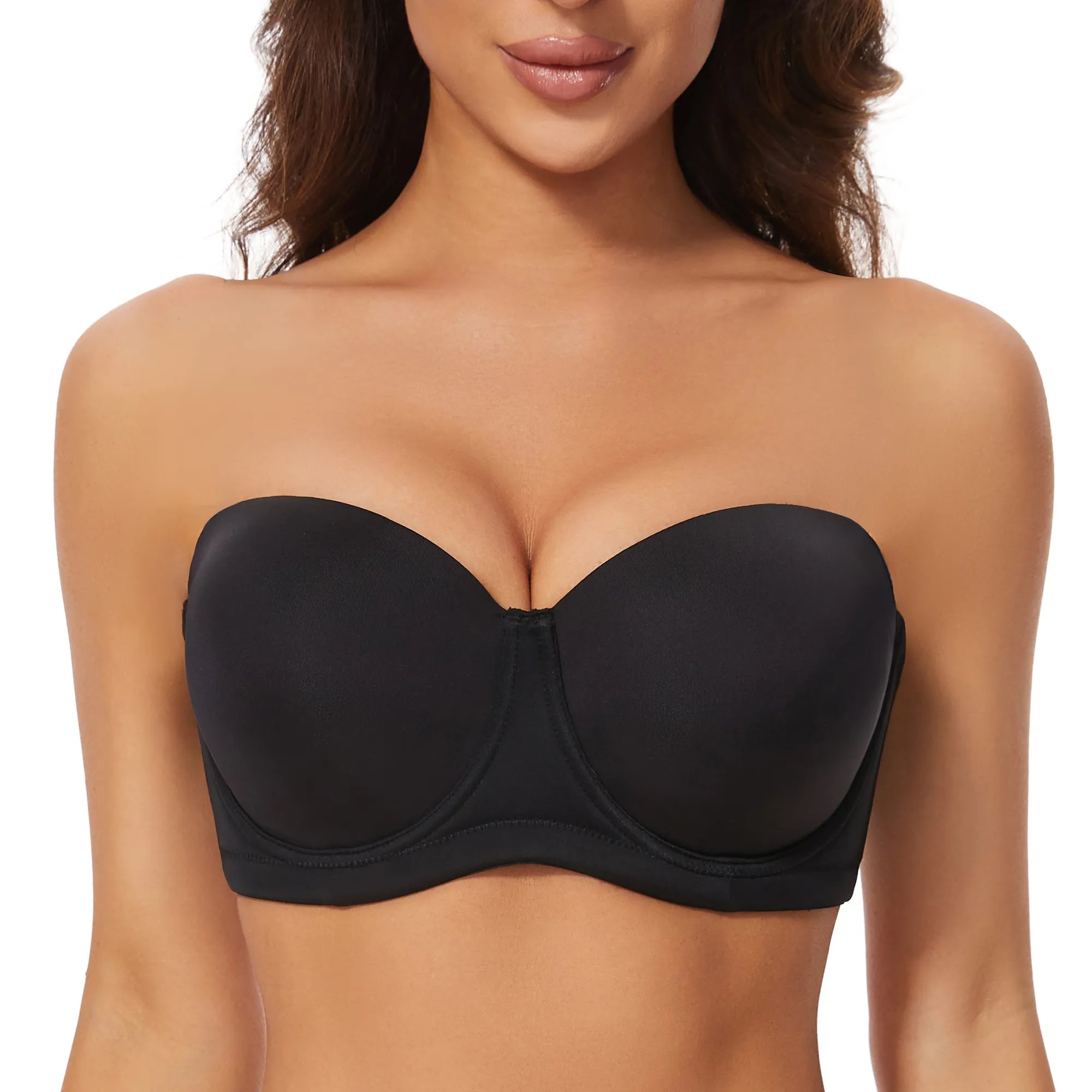 Sheroine Strapless Plus Size Underwire Bra - Black