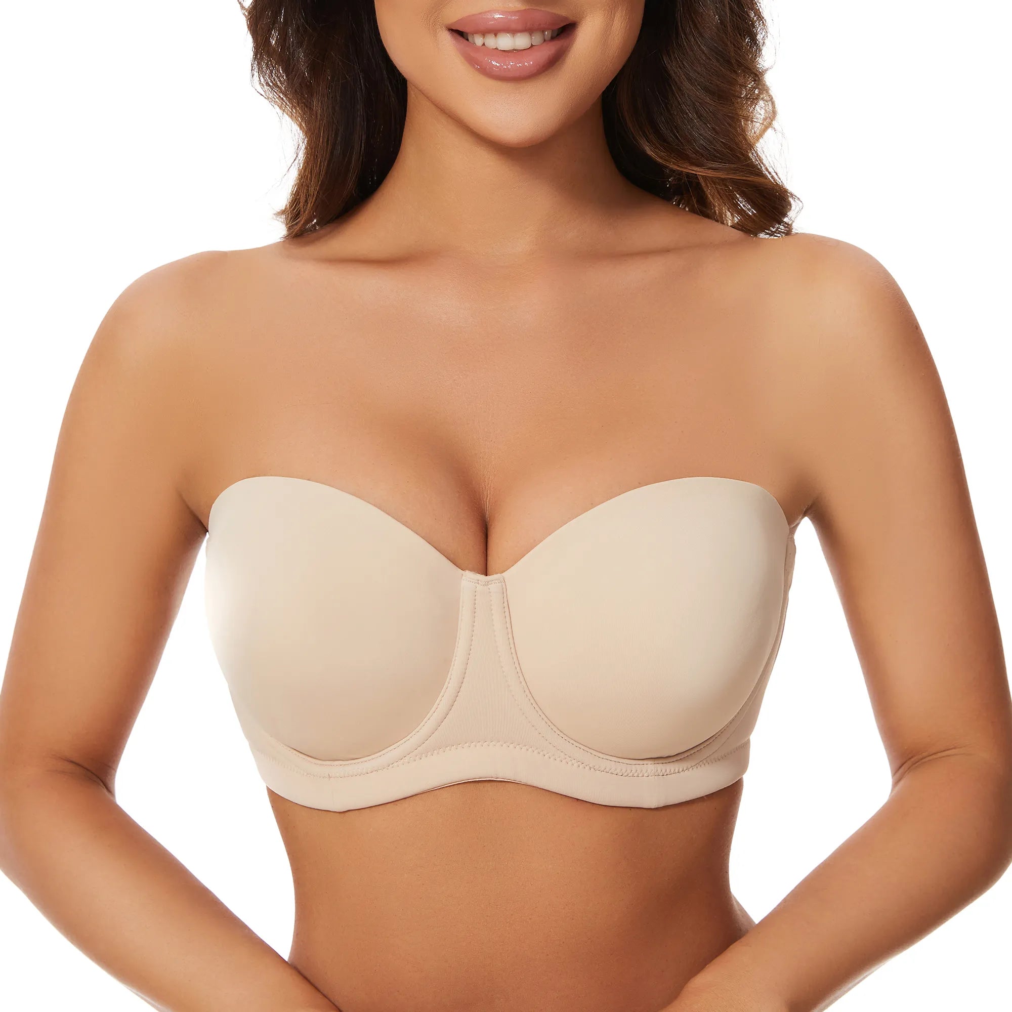Sheroine Strapless Plus Size Underwire Bra - Nude
