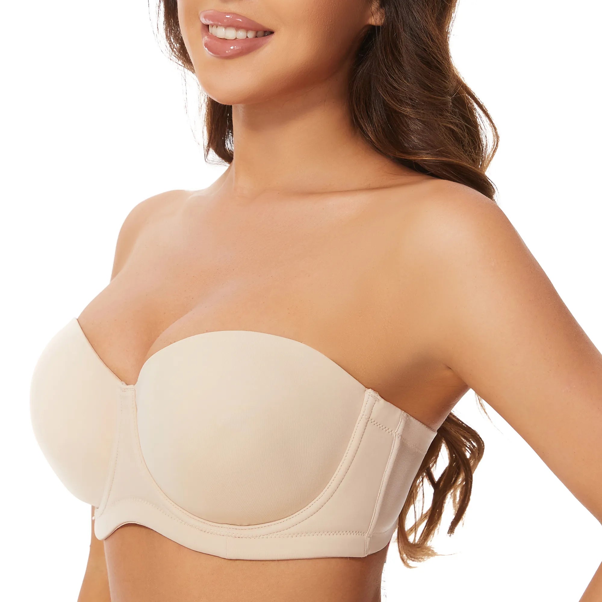 Sheroine Strapless Plus Size Underwire Bra - Nude