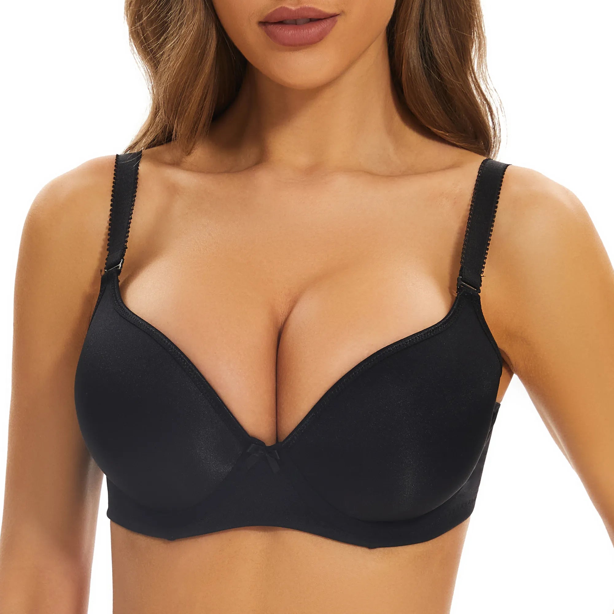 Sheroine T-Shirt Padded Underwire Push-Up Bra - Black