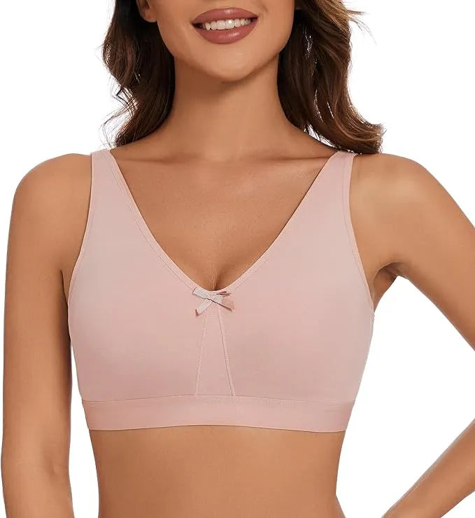 Sheroine Plus Size Soft Cotton Wirefree Bra - Pink