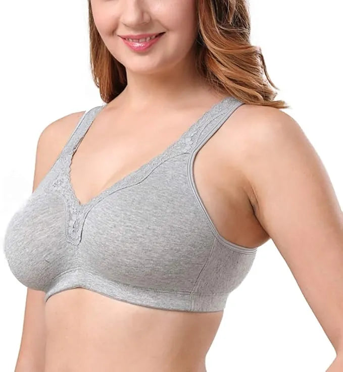 Sheroine Plus Size Soft Wirefree Bra - Grey
