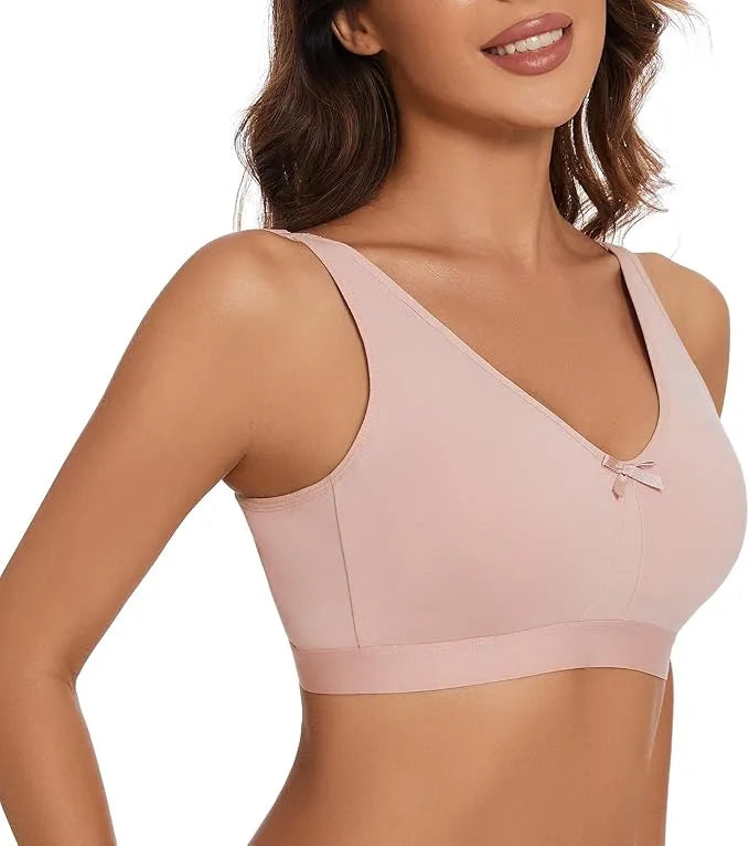 Sheroine Plus Size Soft Cotton Wirefree Bra - Pink