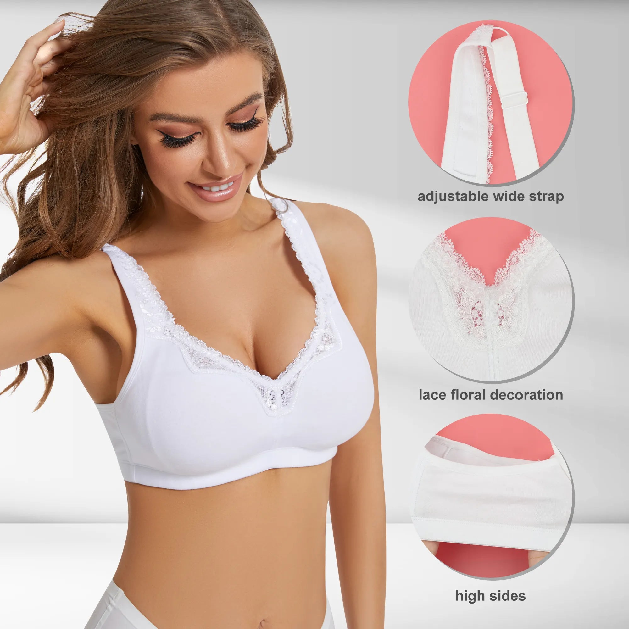 Sheroine Plus Size Soft Wirefree Bra - White