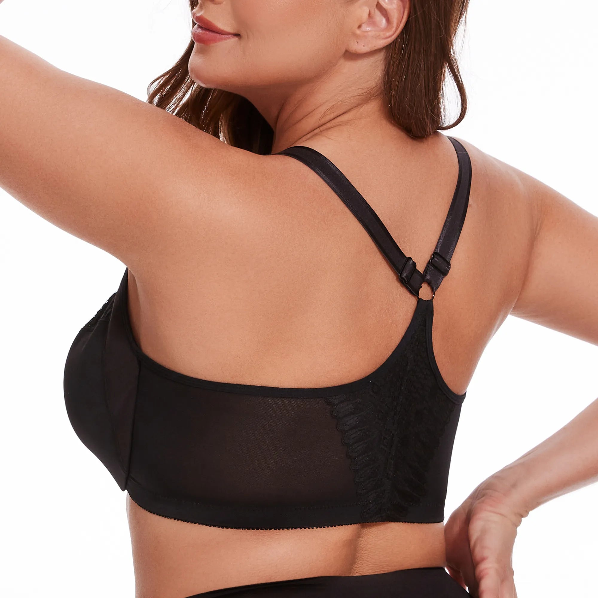 Sheroine Underwire Front Closure Racerback Bra - Black